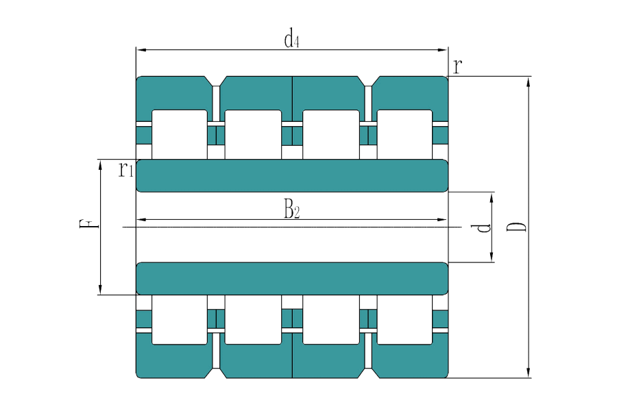 Four row cylindrical roller bearings 
