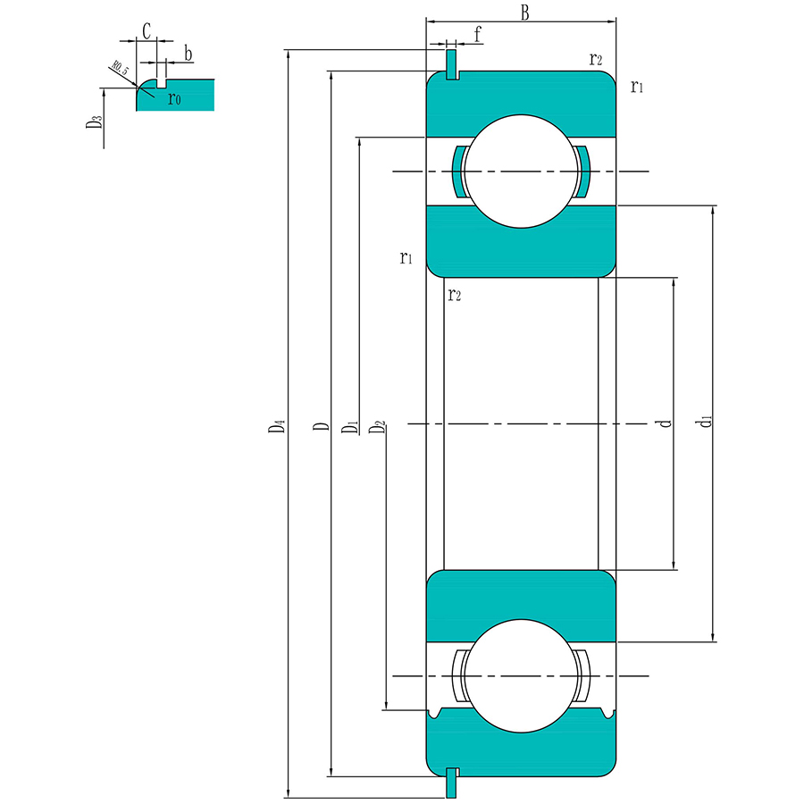 Deep Groove Ball Bearing with A Snap Ring Groove