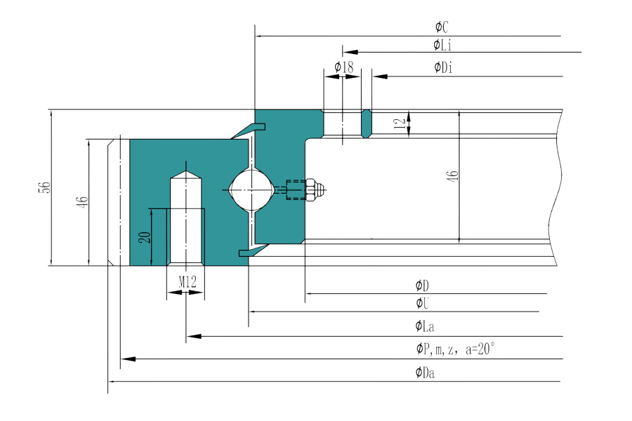 Four-Point Contact Slewing Bearing with Flange